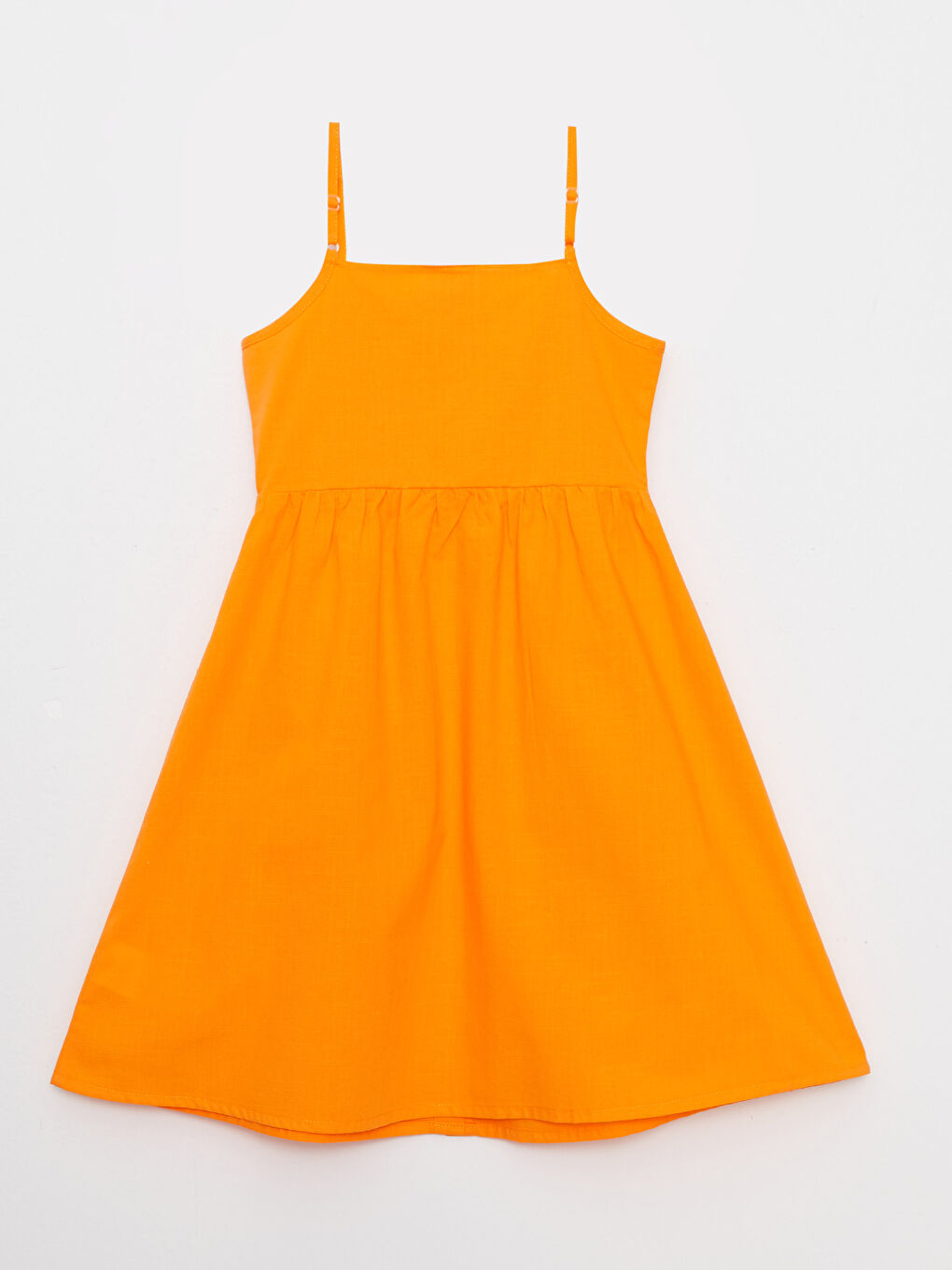 LCW Kids Turuncu Kare Yaka Basic Askılı Poplin Kız Çocuk Elbise - 1
