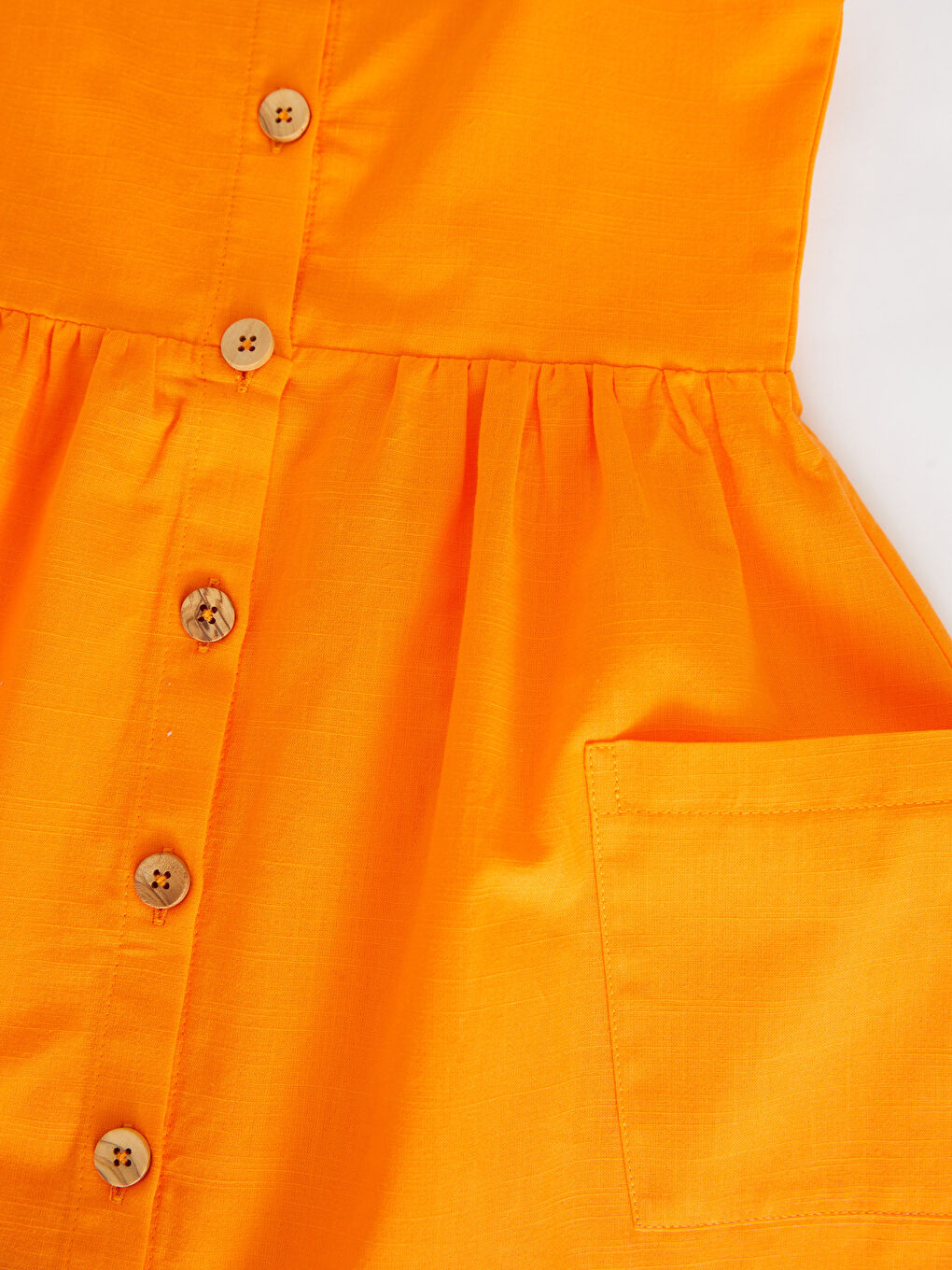 LCW Kids Turuncu Kare Yaka Basic Askılı Poplin Kız Çocuk Elbise - 2