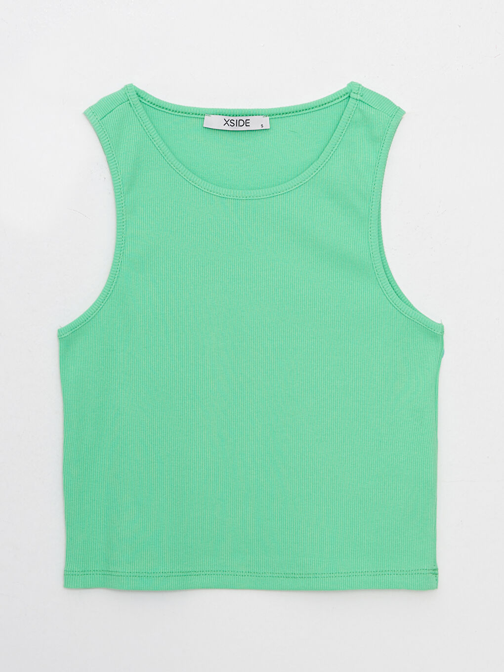 Женский Укороченный Топ Без Рукавов Прямого Кроя С Круглым Вырезом-4