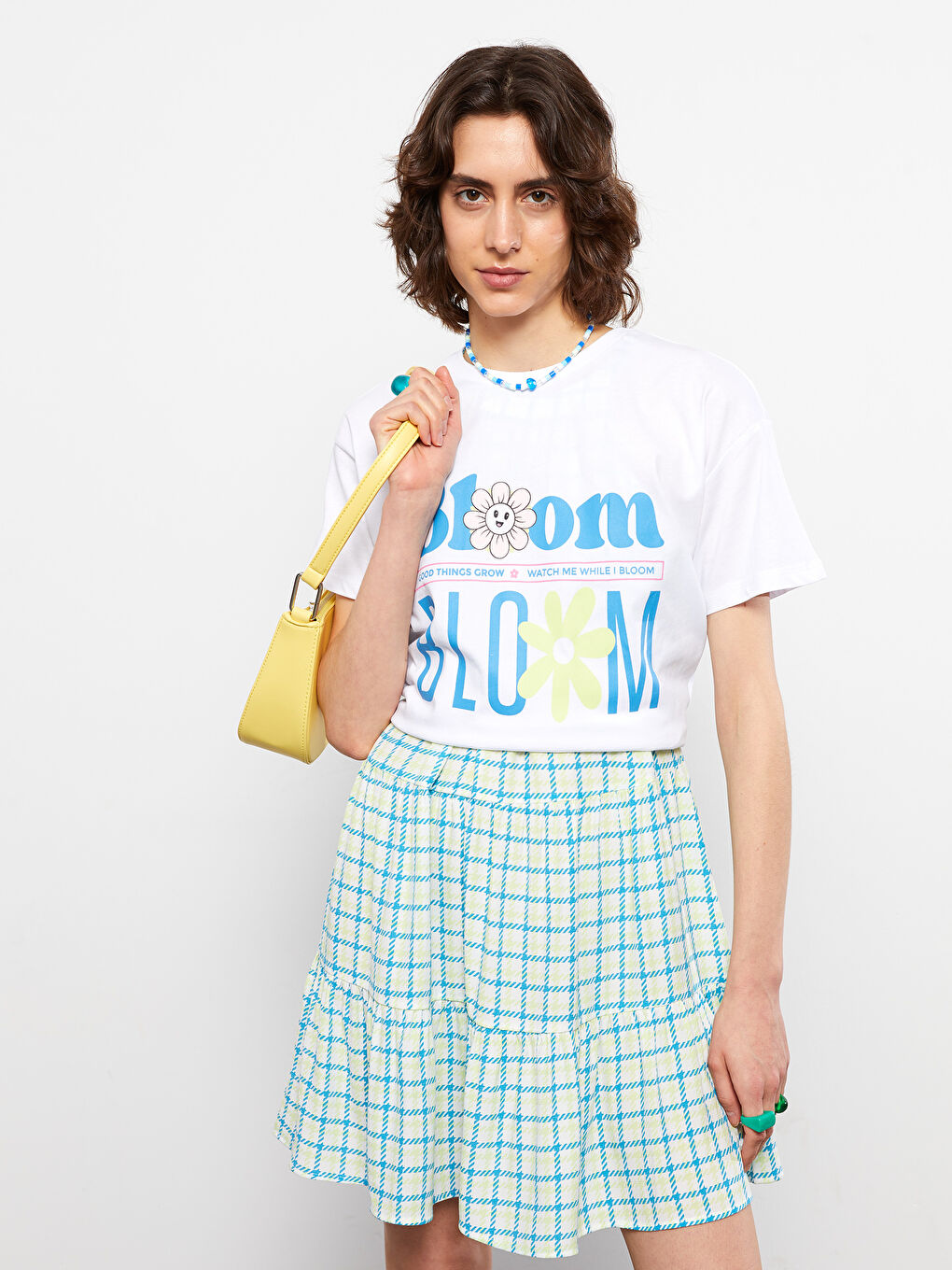 Crew Neck Printed Short Sleeve Cotton Women's T-shirt-2