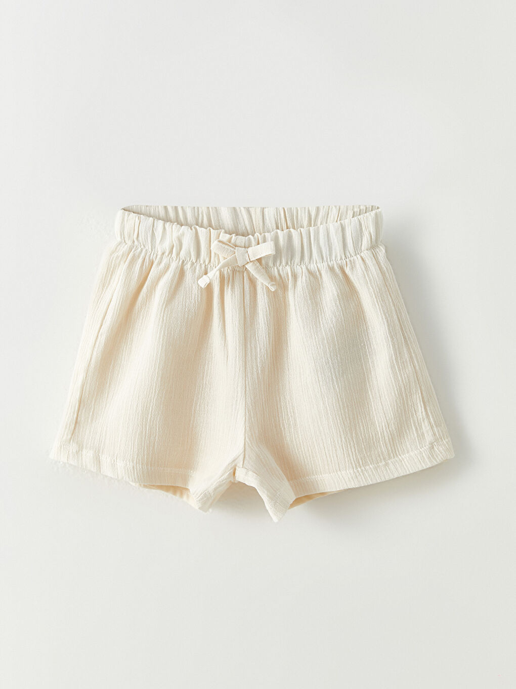 Ekru Kare Yaka Askılı Pamuklu Kız Bebek Bluz ve Şort 2'li Takım-2