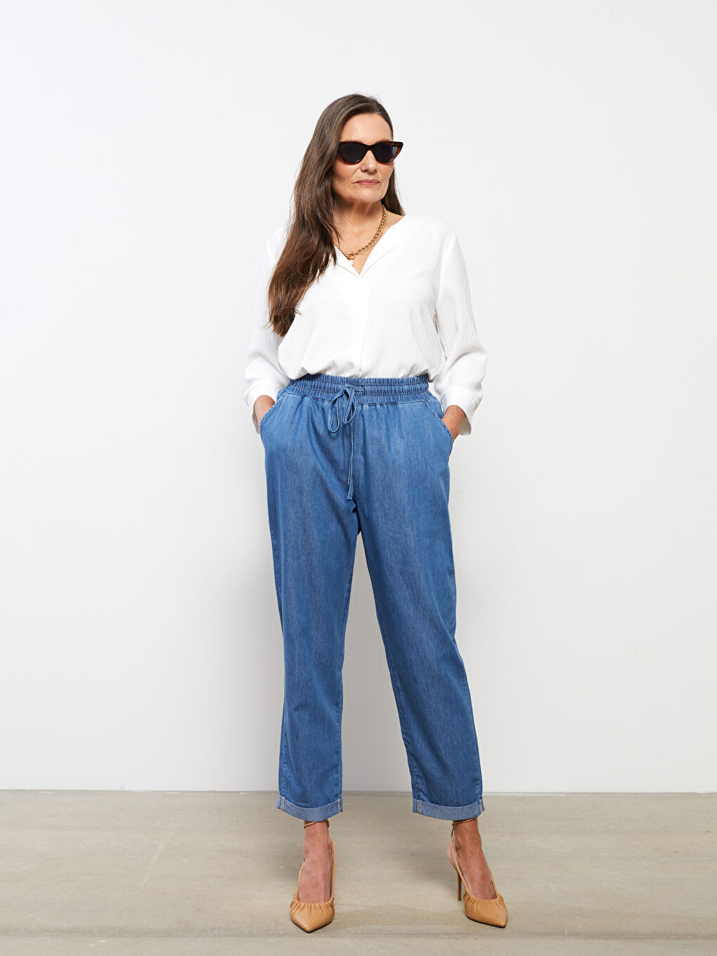 LCW Grace Elastic Waist Comfortable Fit Women Jeans -S2KF33Z8-563