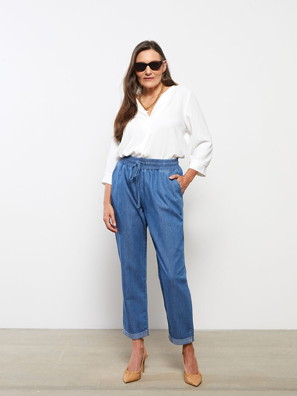 LCW Grace Elastic Waist Comfortable Fit Women Jeans -S2KF33Z8-563