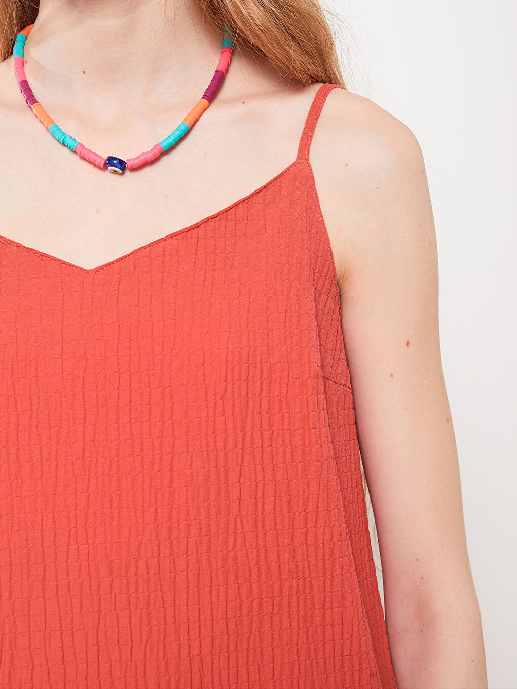 Rochie pentru Femei Simplă cu Bretele și Decolteu în Formă de Inimă-3