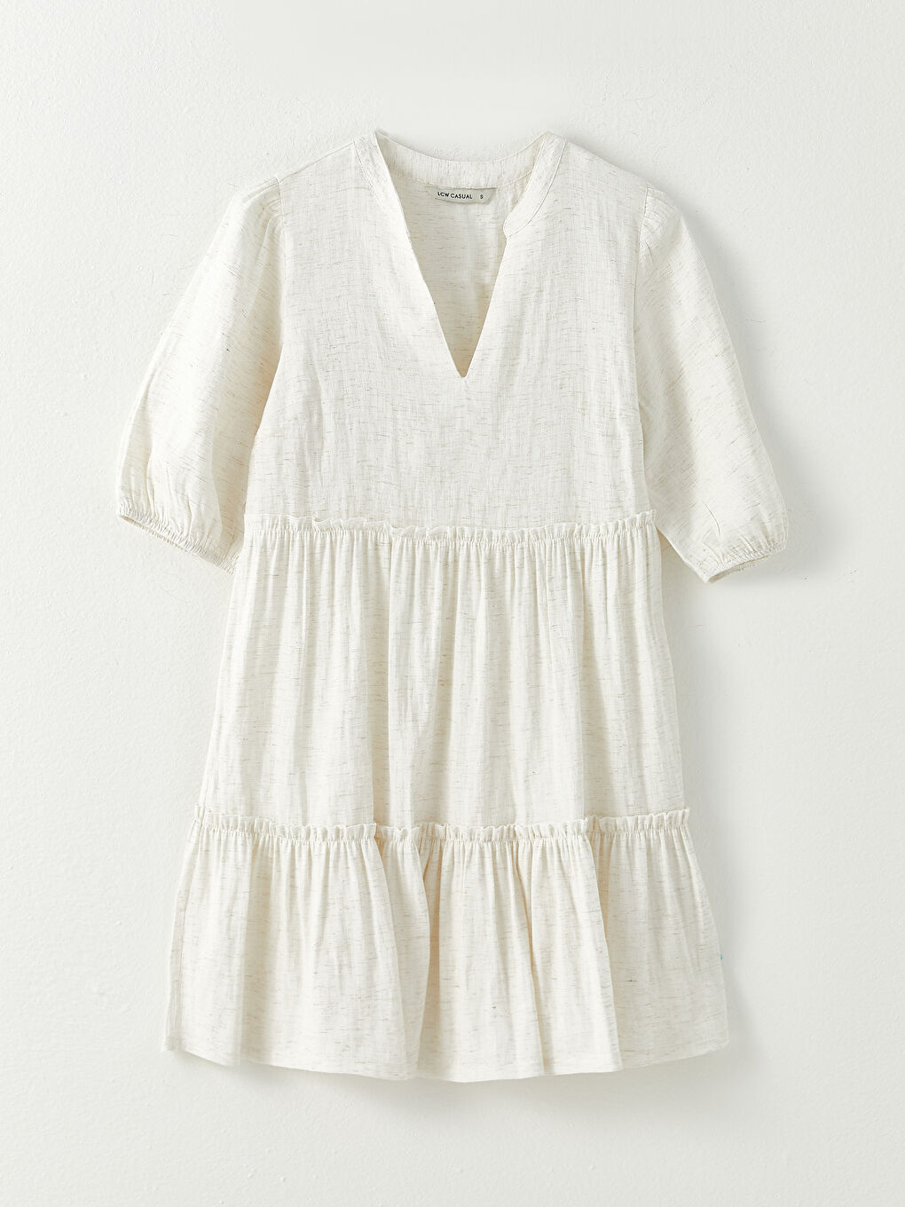 LCW Vision Notch Neck Plain Short Sleeve Women's Dress -S2KF36Z8-S0Q