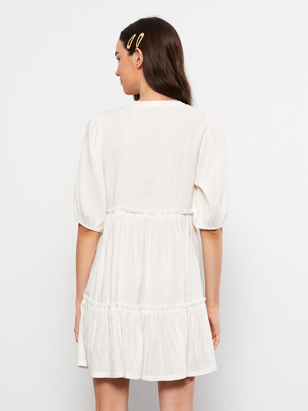 LCW Vision Notch Neck Plain Short Sleeve Women's Dress -S2KF36Z8-S0Q