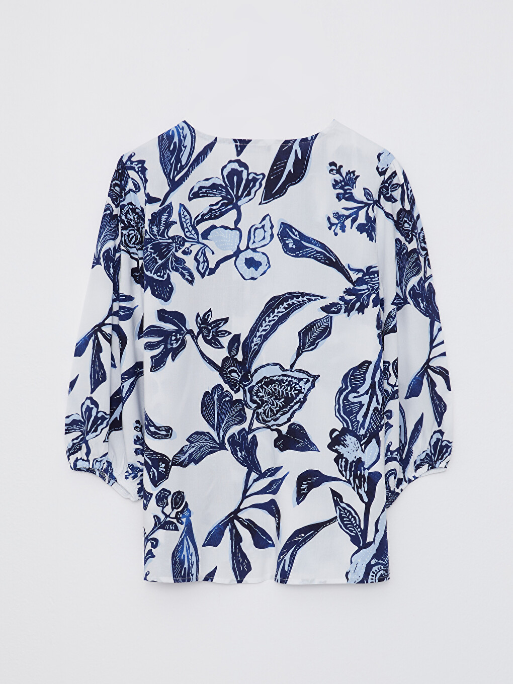 V-Neck Floral Viscose Women's Blouse-6