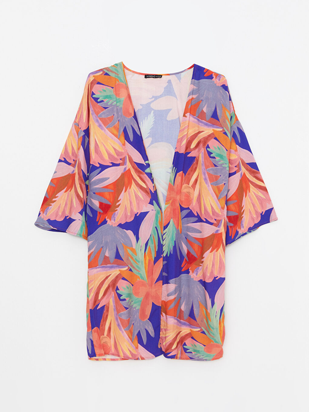 Shawl Collar Patterned Viscose Women's Kimono-4