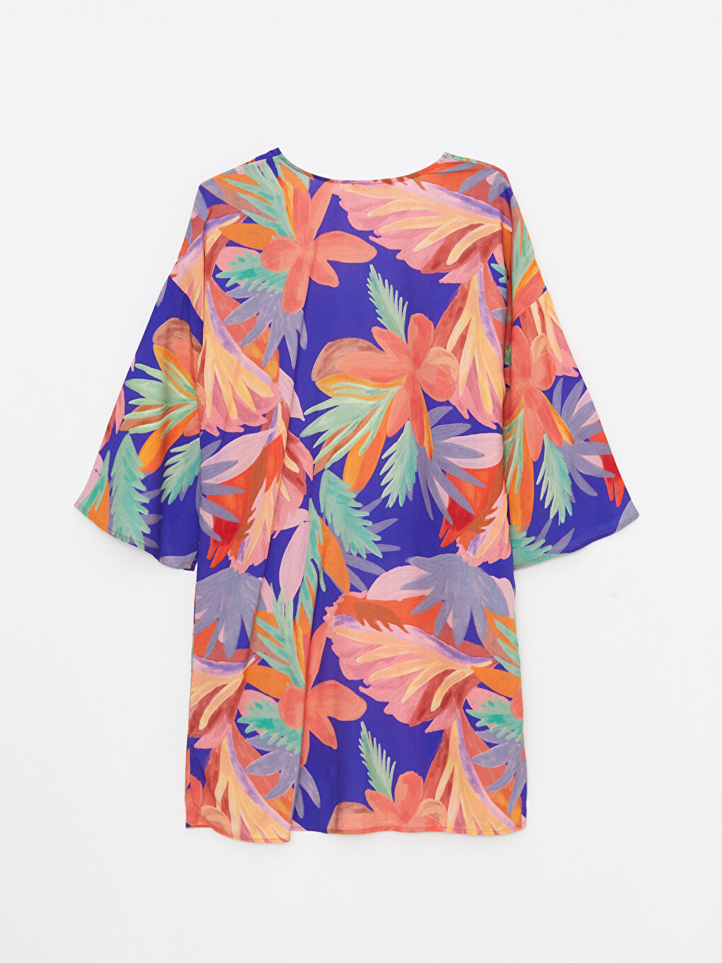 Shawl Collar Patterned Viscose Women's Kimono-5