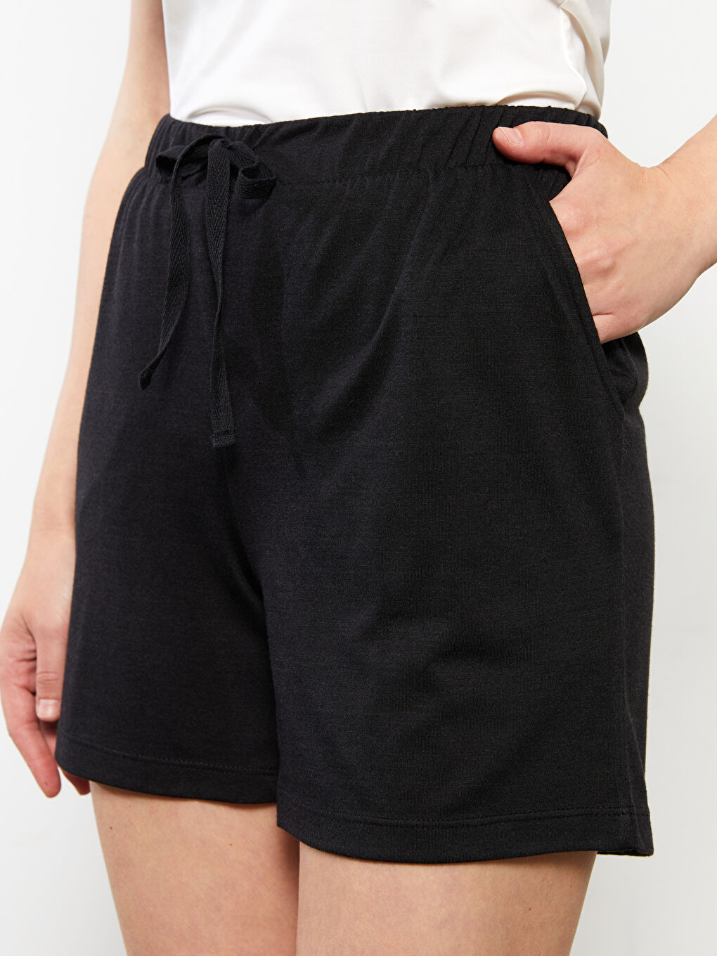 Siyah Kadın Beli Lastikli Düz  Pijama Altı-2