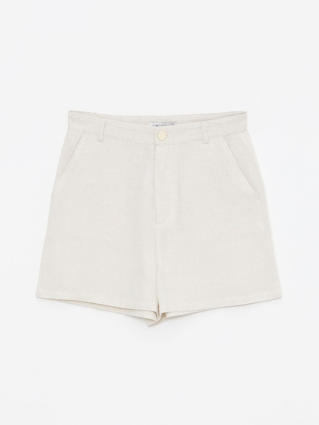 Bej Standart Fit Düz Cep Detaylı Kadın Şort-6