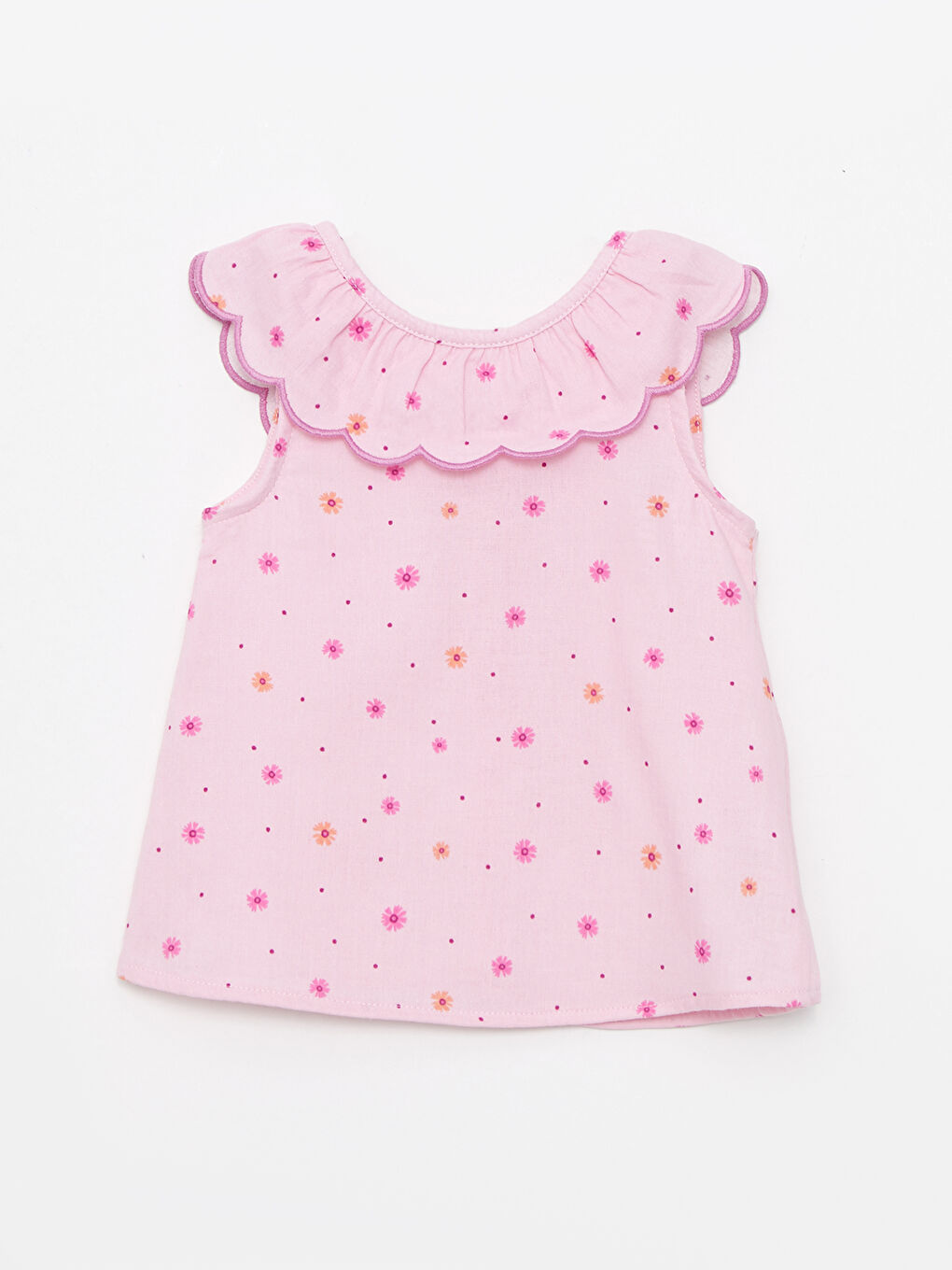 Bebe Collar Patterned Cotton Baby Girl Shirt and Shorts 2-Pack Set-1