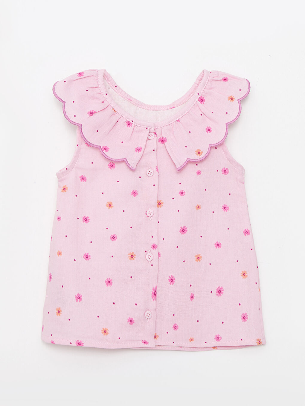 Bebe Collar Patterned Cotton Baby Girl Shirt and Shorts 2-Pack Set-2