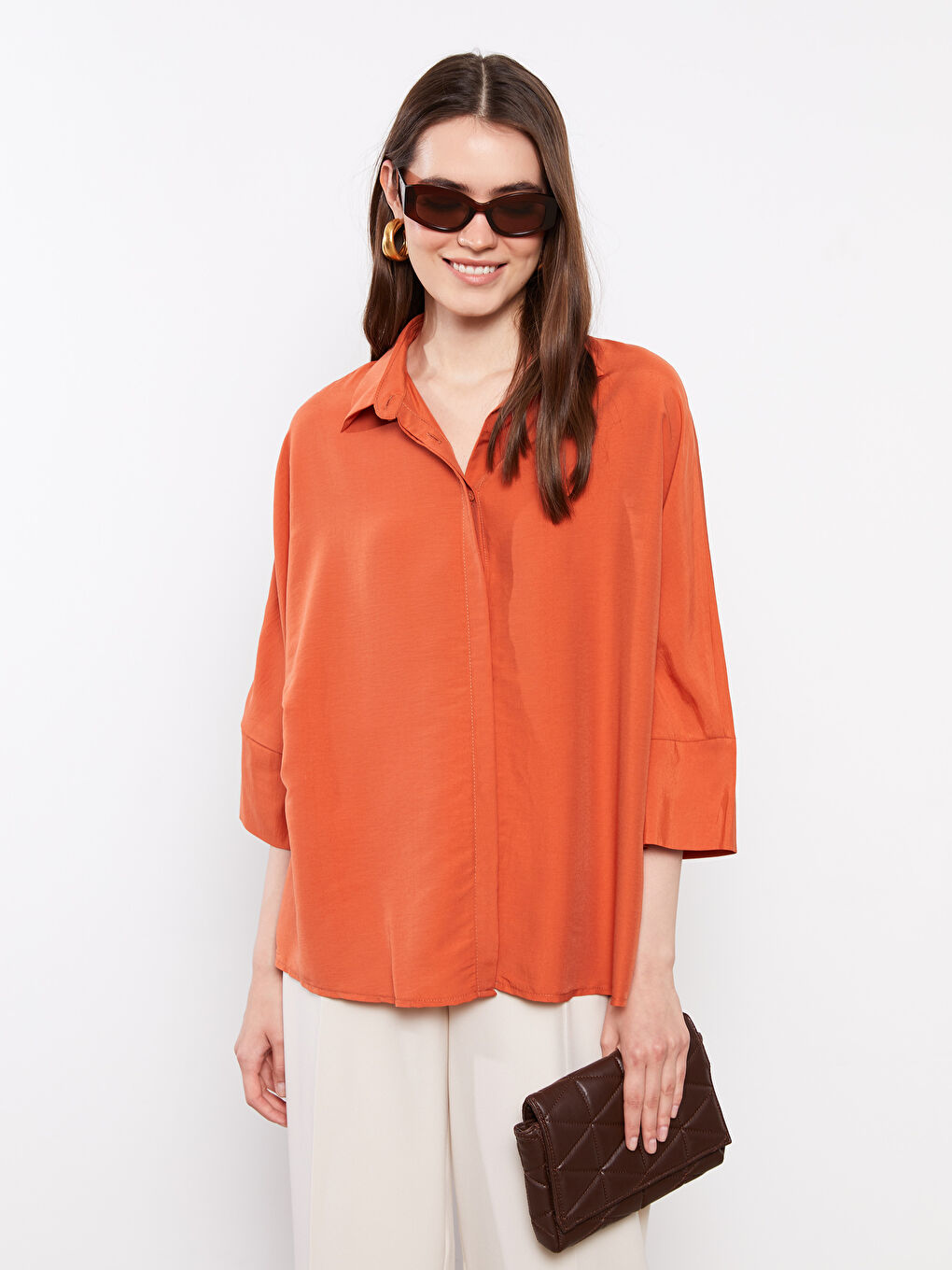 Women's Front Button Closure Plain Shirt