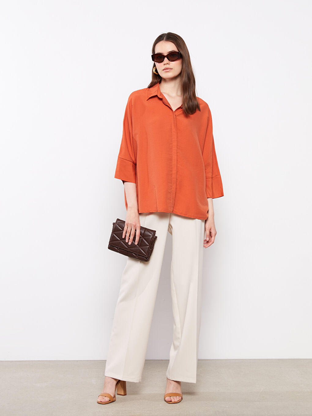 Women's Front Button Closure Plain Shirt-2