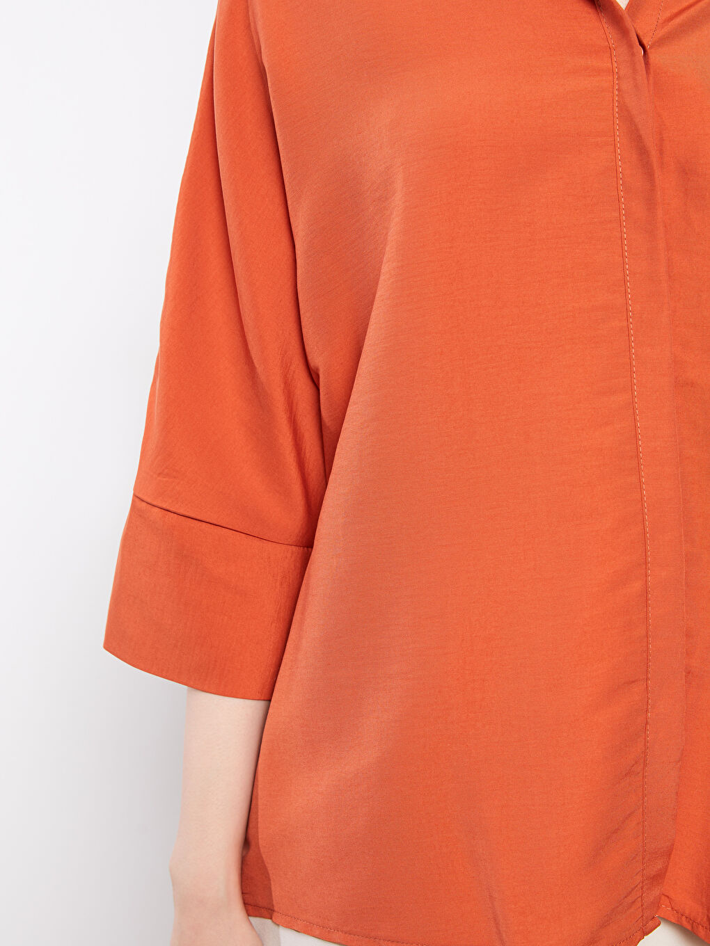 Women's Front Button Closure Plain Shirt-3