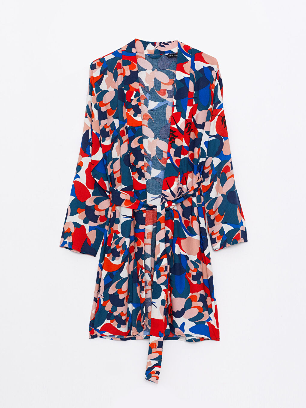 Shawl Collar Patterned Long Sleeve Oversize Viscose Women's Kimono -S2KG59Z8-LTQ