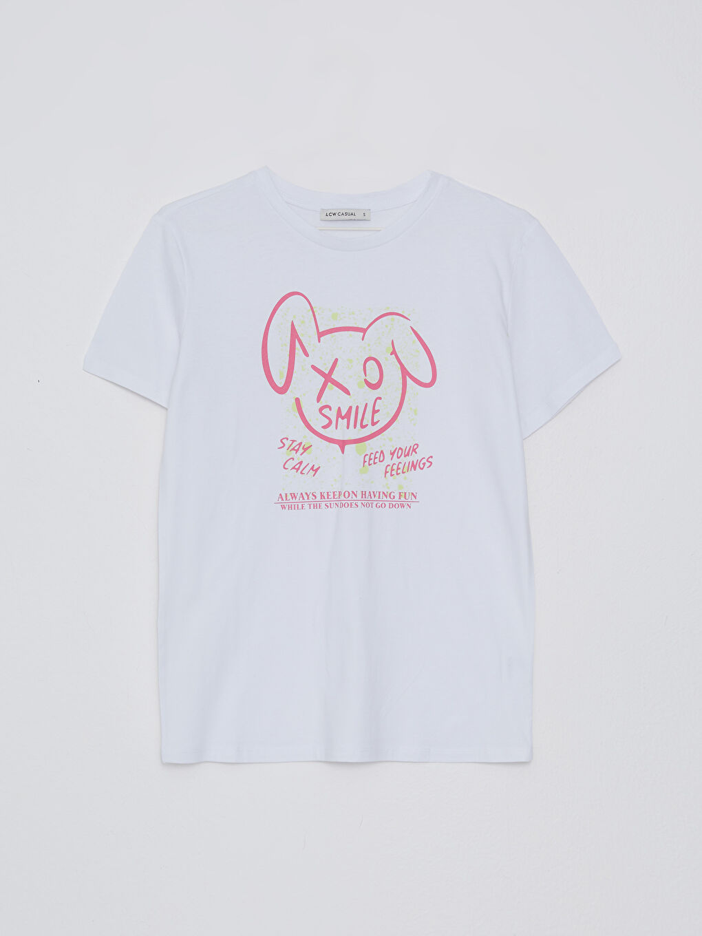 Crew Neck Printed Short Sleeve Cotton Women's T-shirt-5