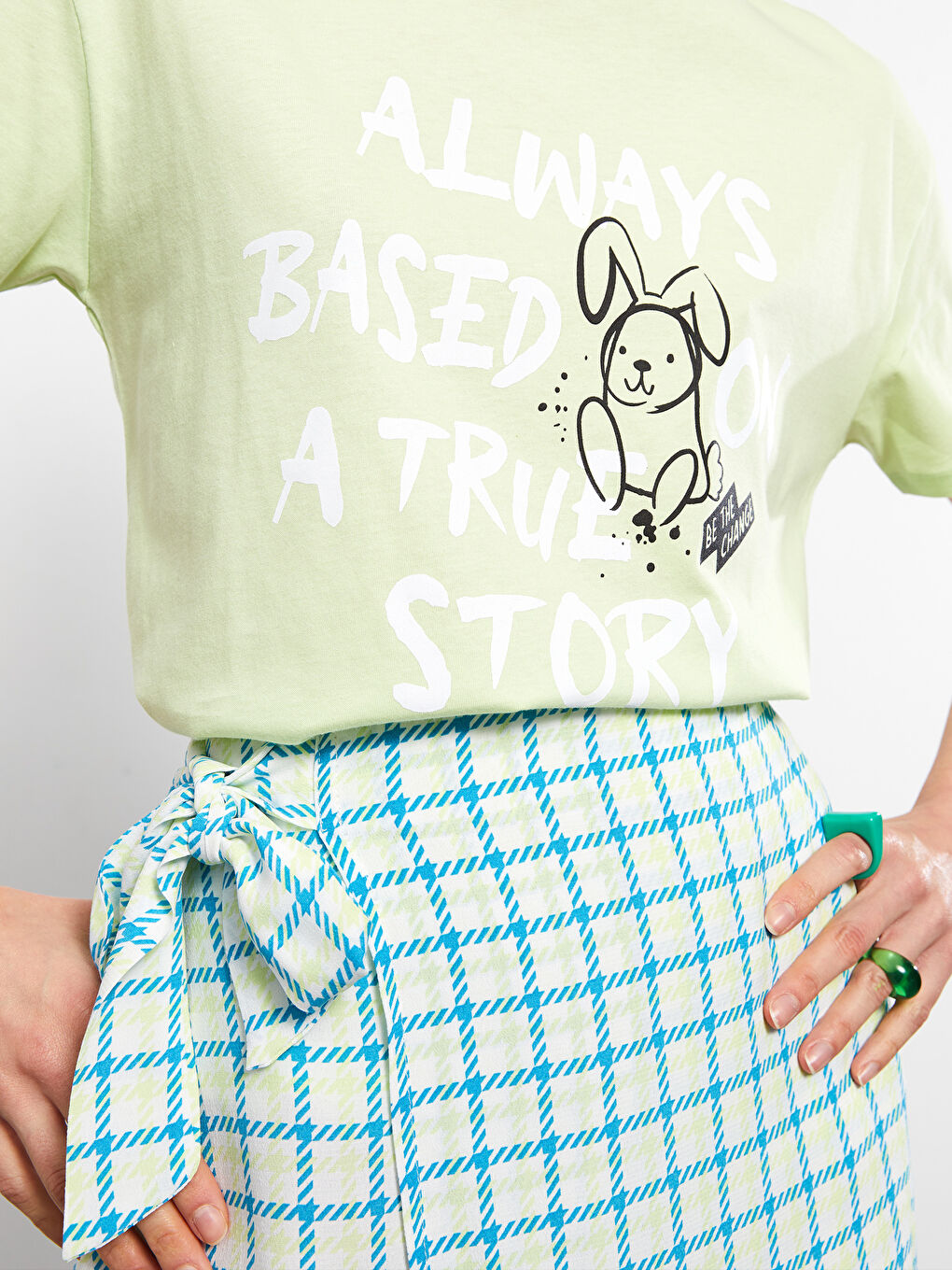 Crew Neck Printed Short Sleeve Cotton Women's T-shirt-2