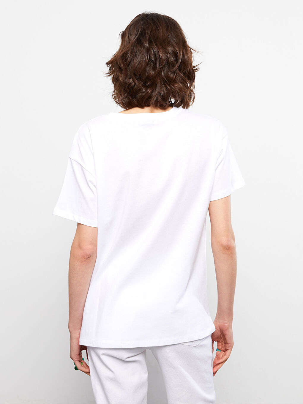 Crew Neck Printed Short Sleeve Cotton Women's T-shirt-4