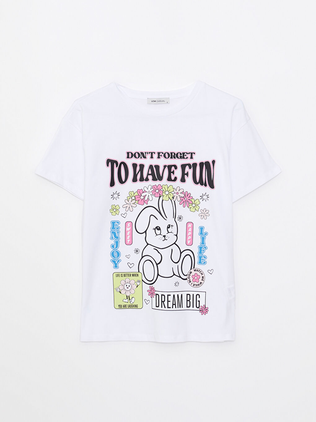 Crew Neck Printed Short Sleeve Cotton Women's T-shirt-5