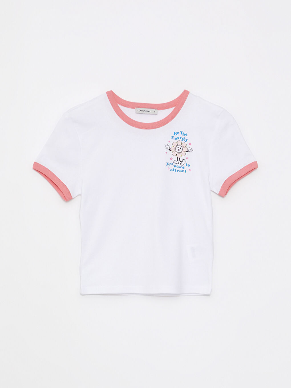 LCW Vision Crew Neck Printed Short Sleeve Women's Crop Top -S2KG85Z8-R9K