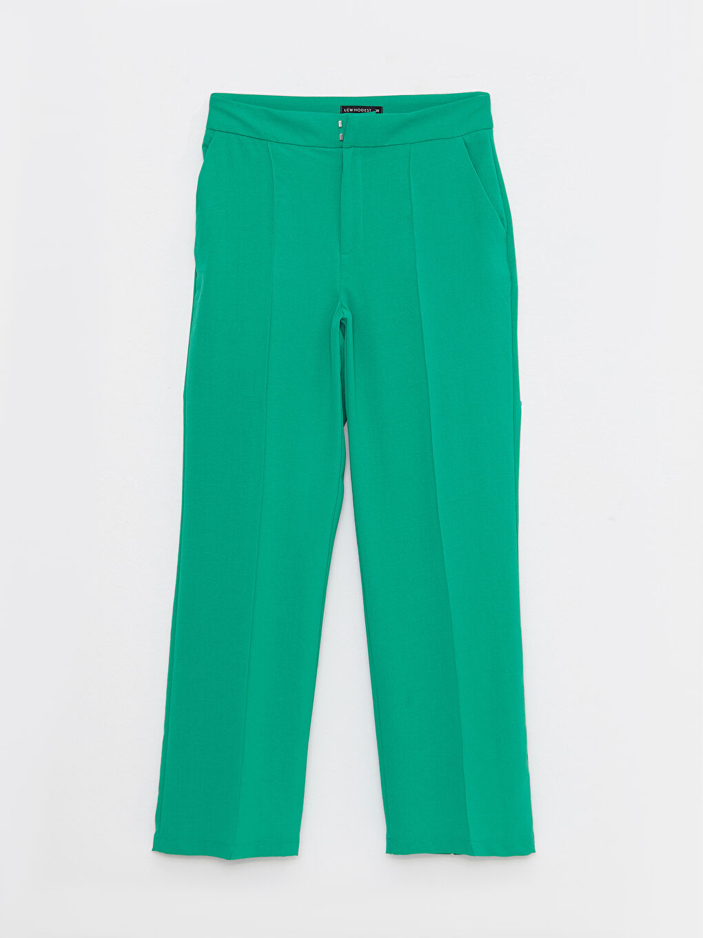 Yeşil Rahat Kalıp Düz Cep Detaylı Kadın Pantolon-5