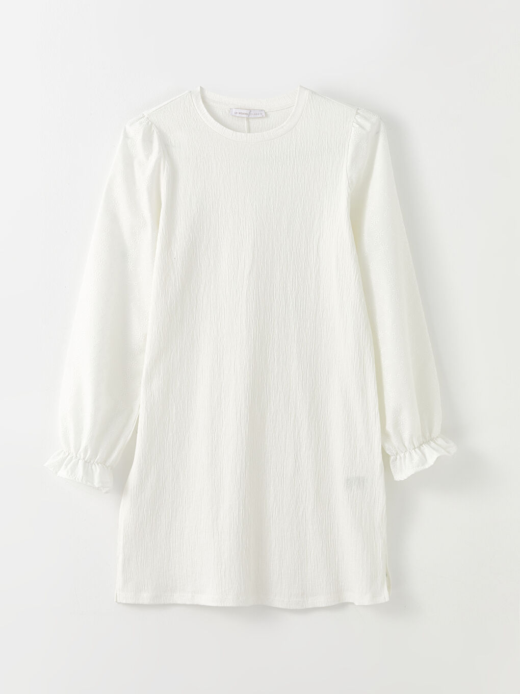 Crew Neck Plain Long Sleeve Women's Tunic-5