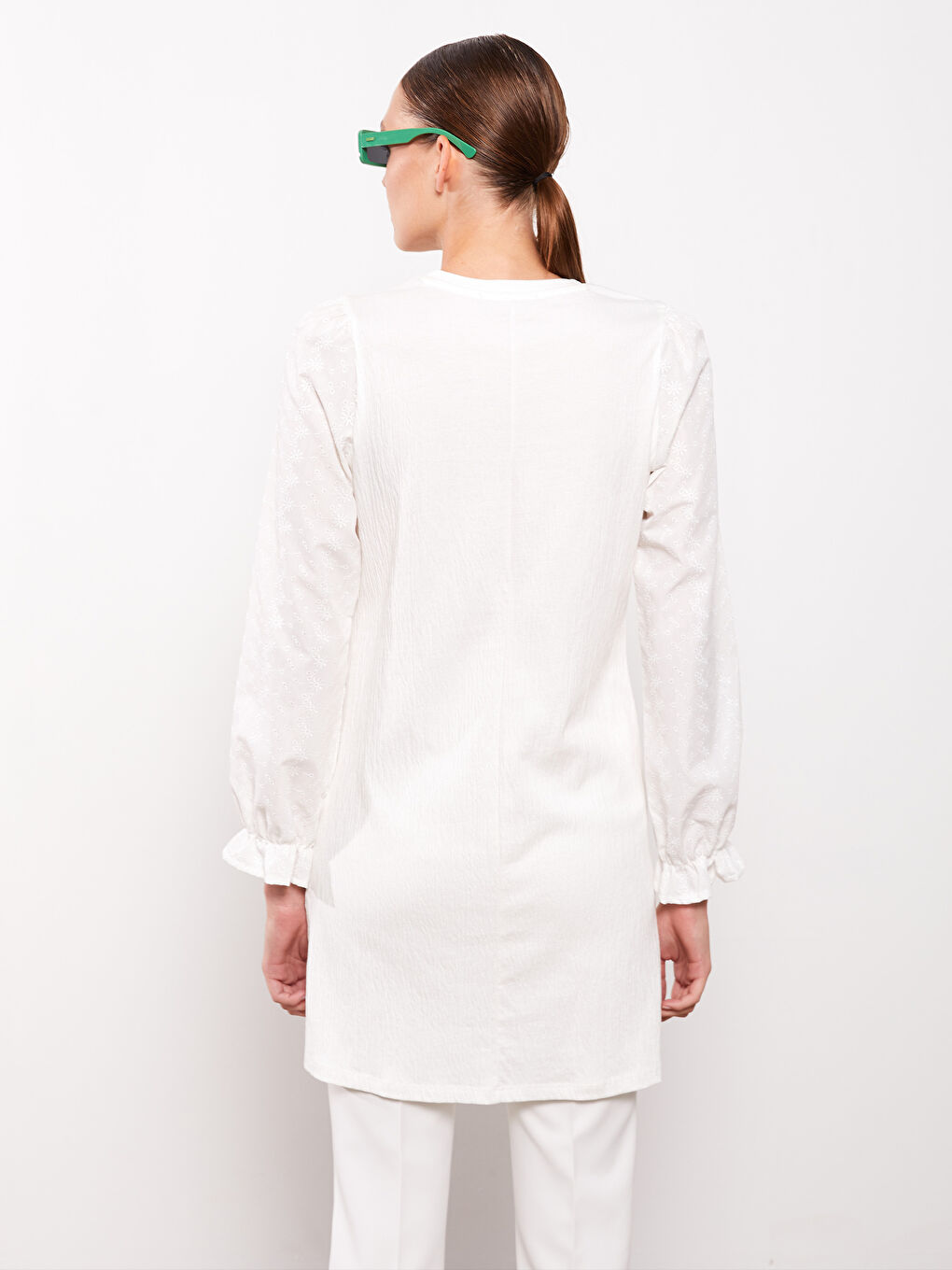 Crew Neck Plain Long Sleeve Women's Tunic-4