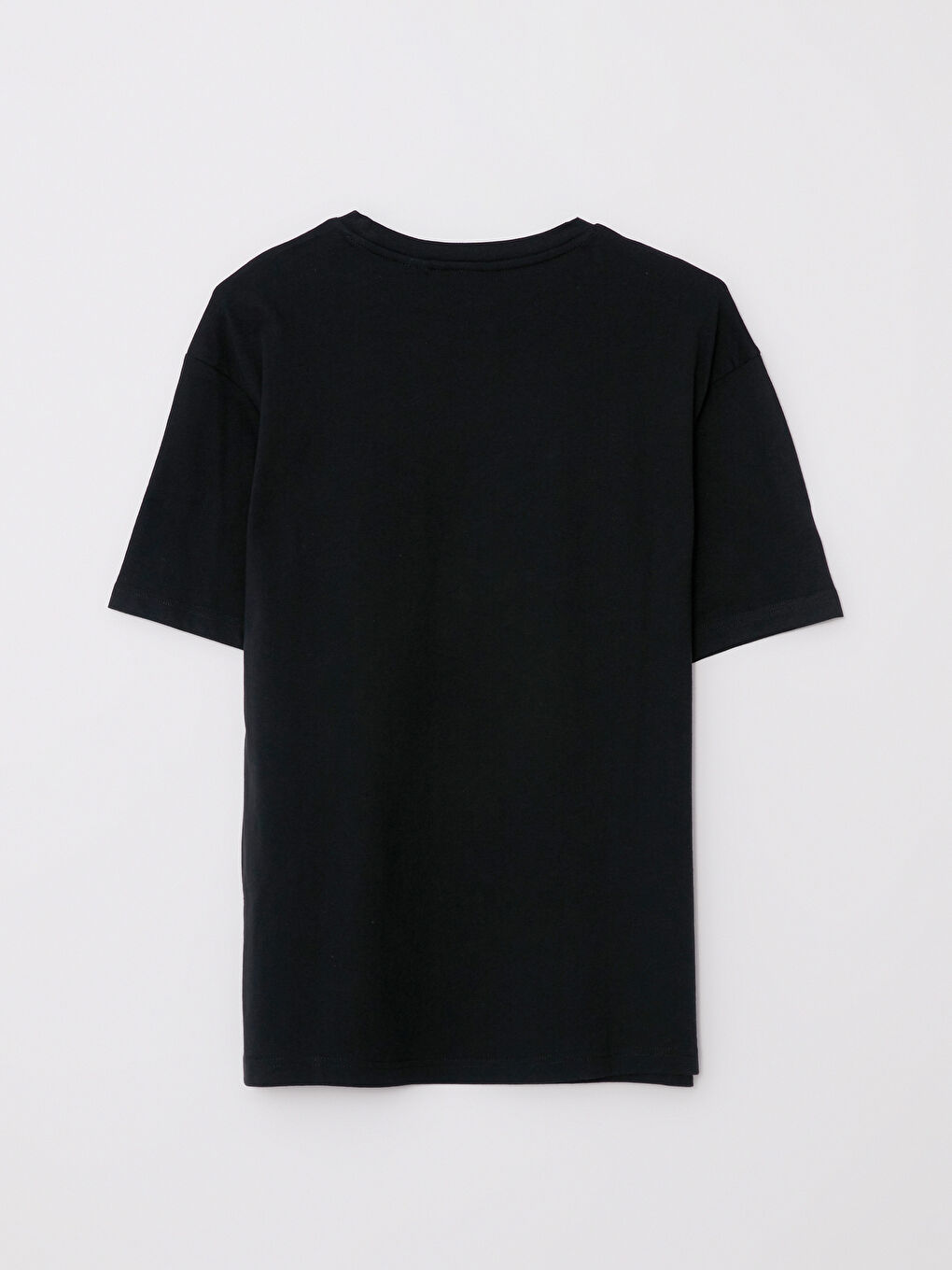 Siyah Bisiklet Yaka Kısa Kollu Baskılı Penye Erkek Tişört-5