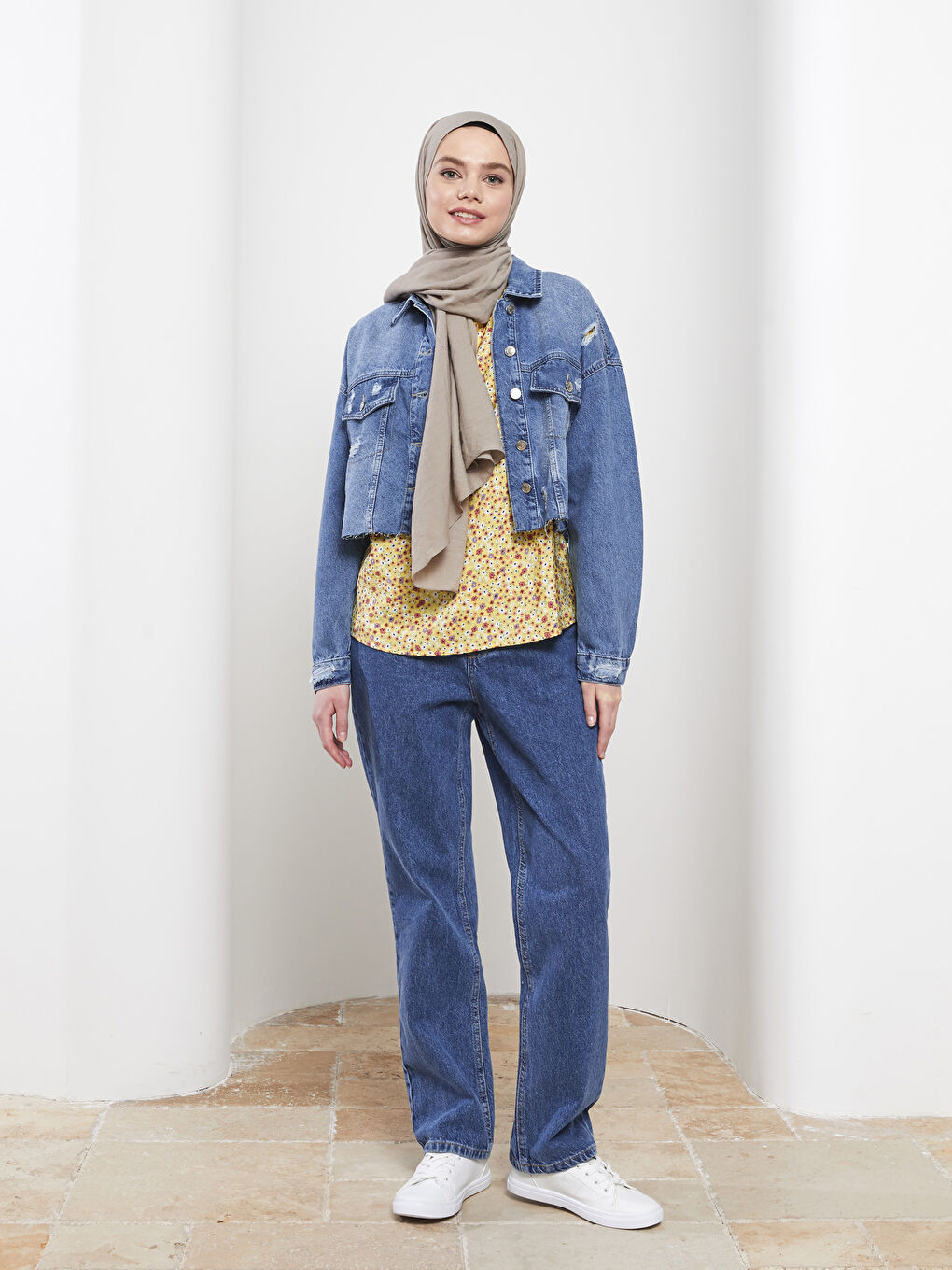 Bej Kadın Düz Eşarp-2