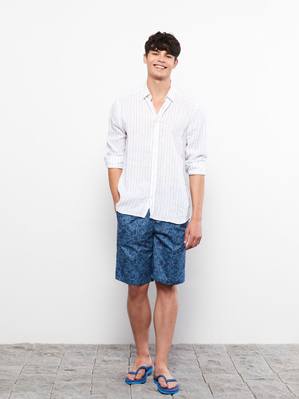 Muški dugi šorts za kupanje sa uzorkom-1