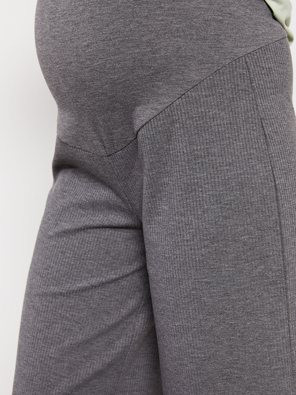 Gri Karın Panelli Düz Hamile Kapri-2