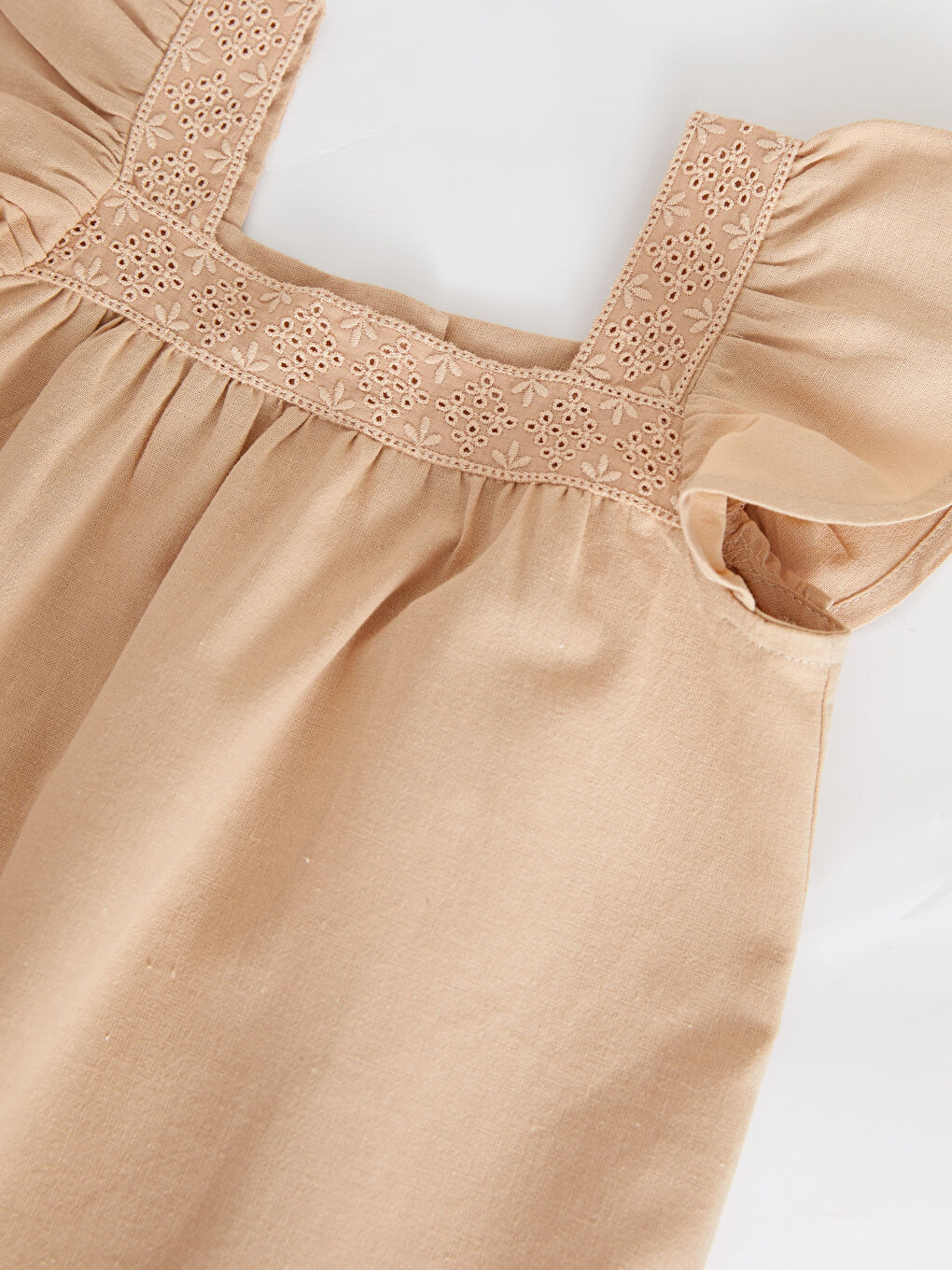 Square Collar Embroidery Detailed Dress for Baby Girl-2