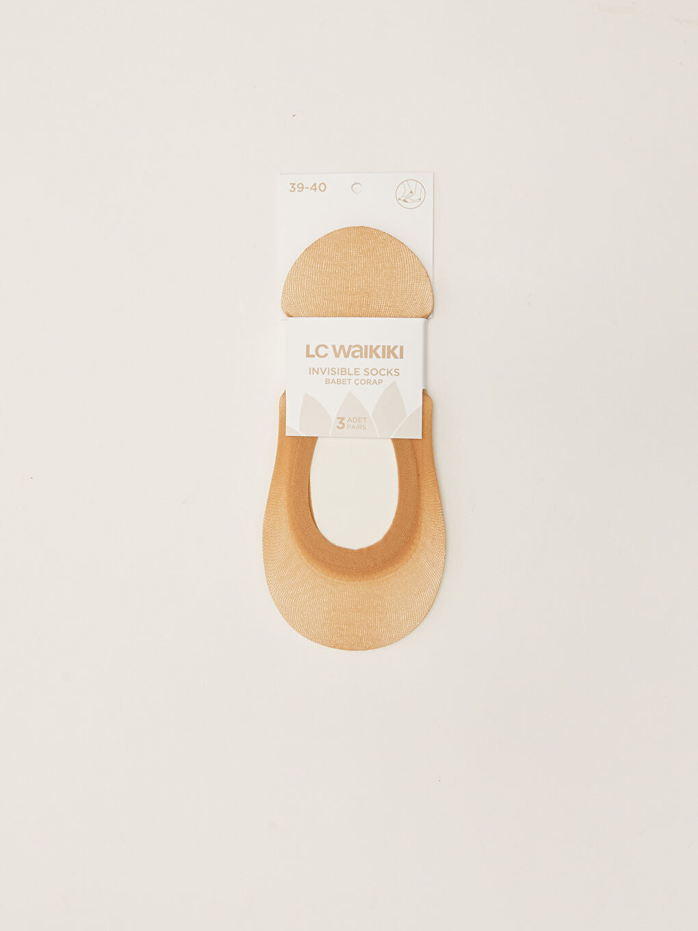 Bej Kadın Düz Babet Çorap 3'lü