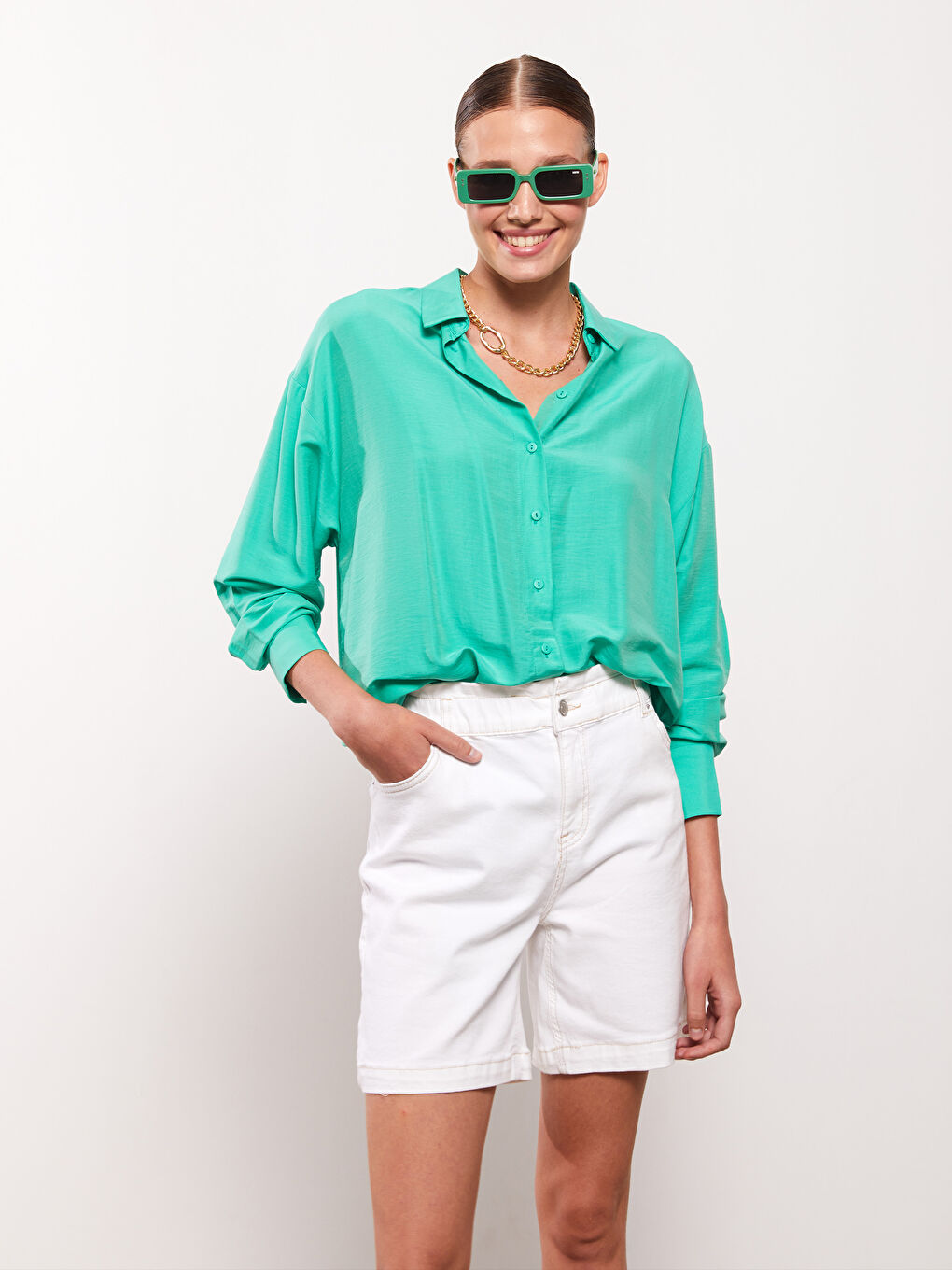 Skinny Fit Women's Straight Pocket Detailed Jean Shorts -S2KI25Z8-FEW