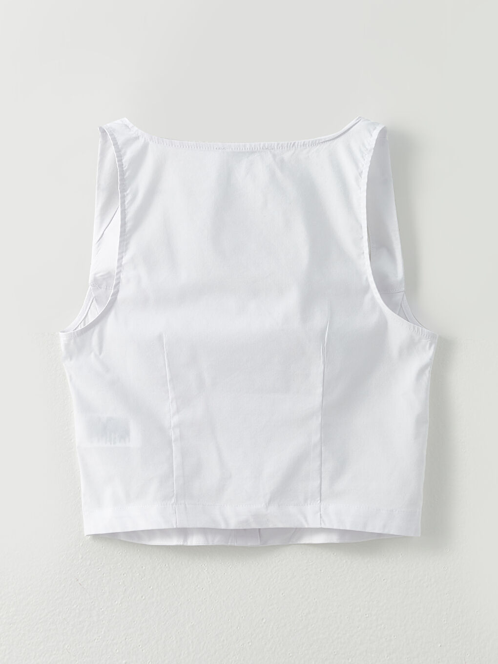 Blouse Sans Manches Droite en Popeline pour Femmes à Encolure en U-6