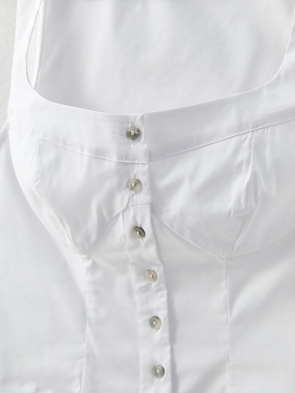 Blouse Sans Manches Droite en Popeline pour Femmes à Encolure en U-7