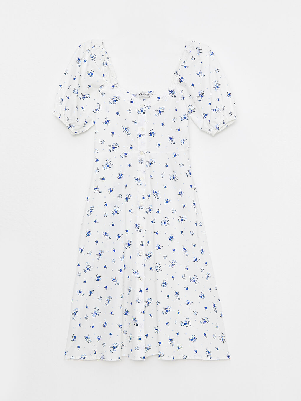 LCW Limited Sweetheart Neck Floral Short Sleeve Poplin Women's Dress -S2KI53Z8-LU7