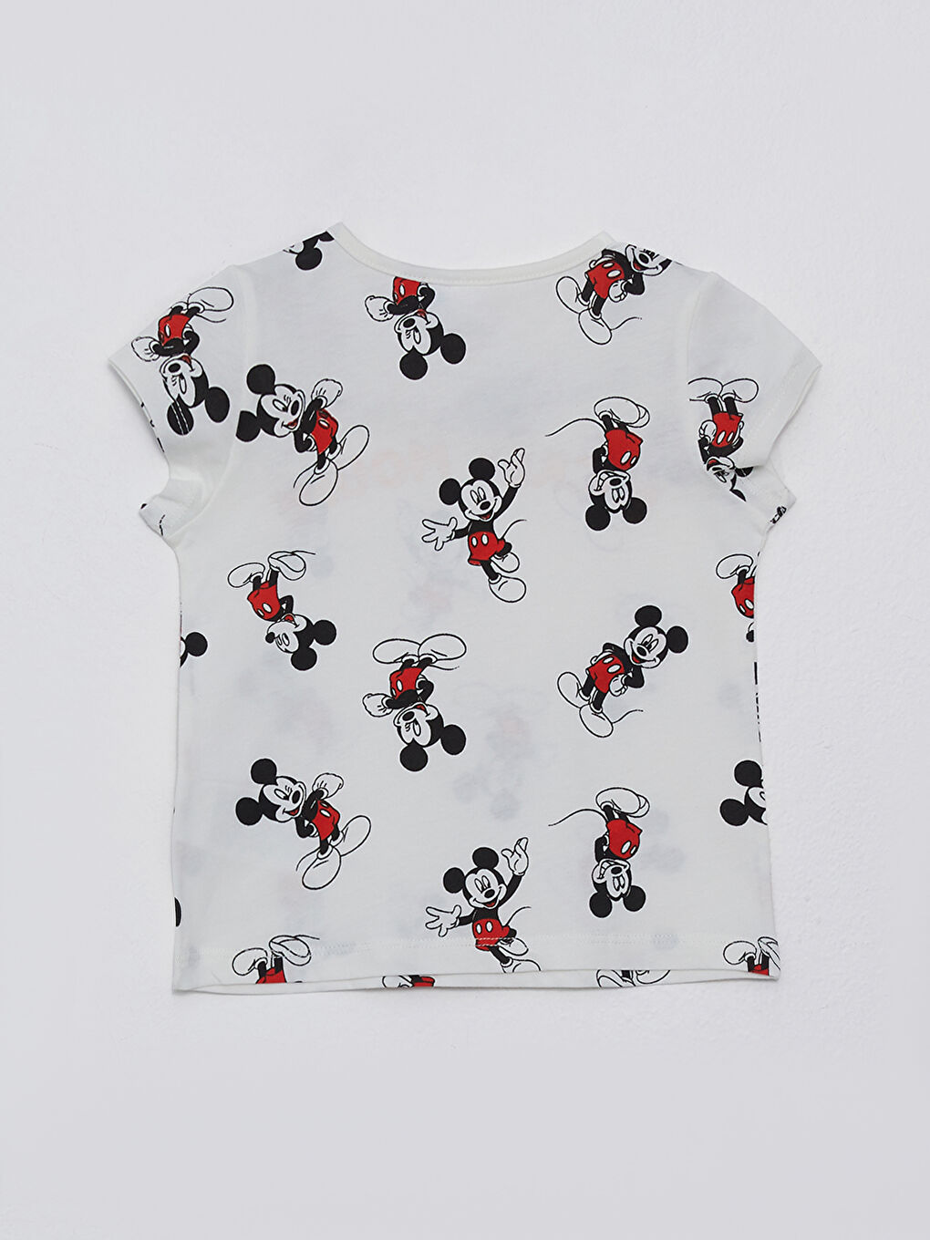 Crew Neck Short Sleeve Mickey Mouse Printed Cotton Baby Girl T-Shirt-1