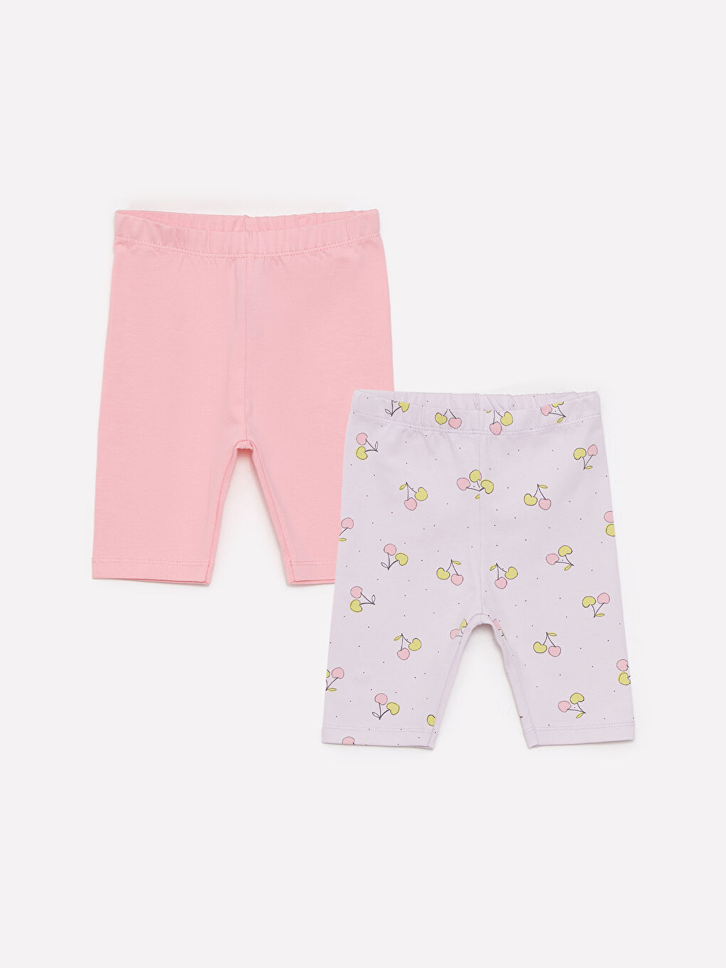 Mor Beli Lastikli Kız Bebek Kısa Tayt 2'li