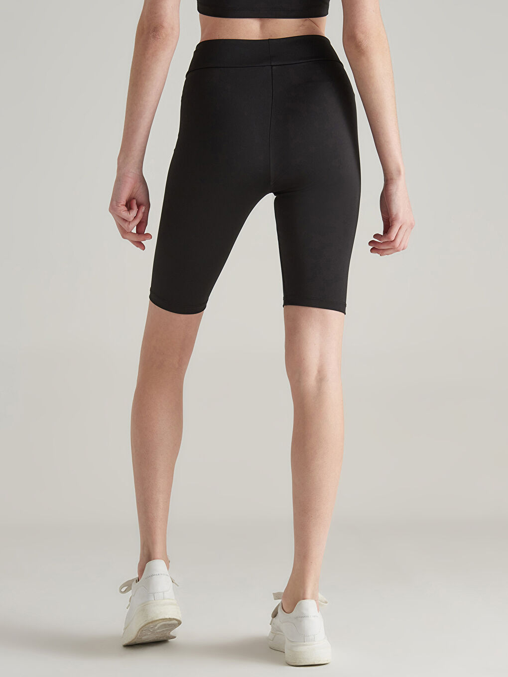 Siyah Beli Lastikli Baskılı Kadın Spor Tayt-1