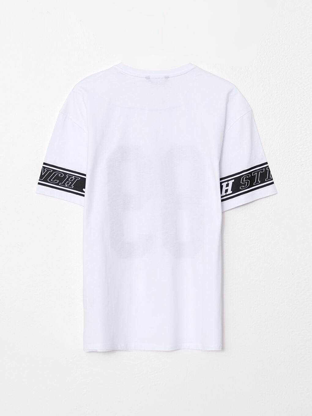 Beyaz Bisiklet Yaka Kısa Kollu Baskılı Penye Erkek Tişört-6