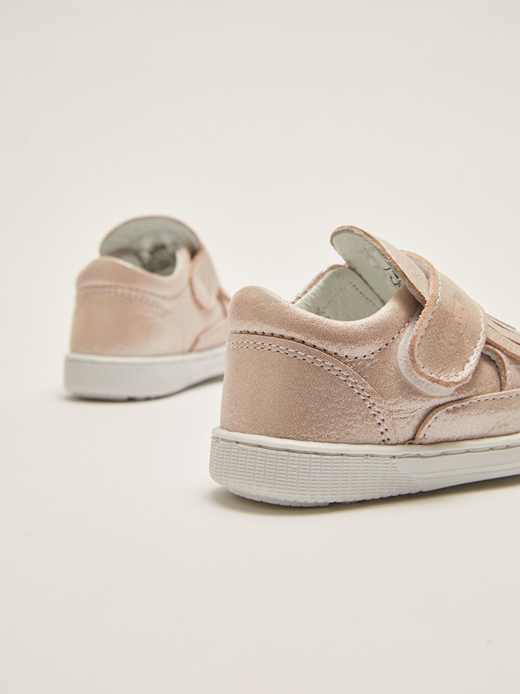 Bej Hakiki Deri Cırt Cırtlı Kız Bebek İlk Adım Ayakkabısı-5