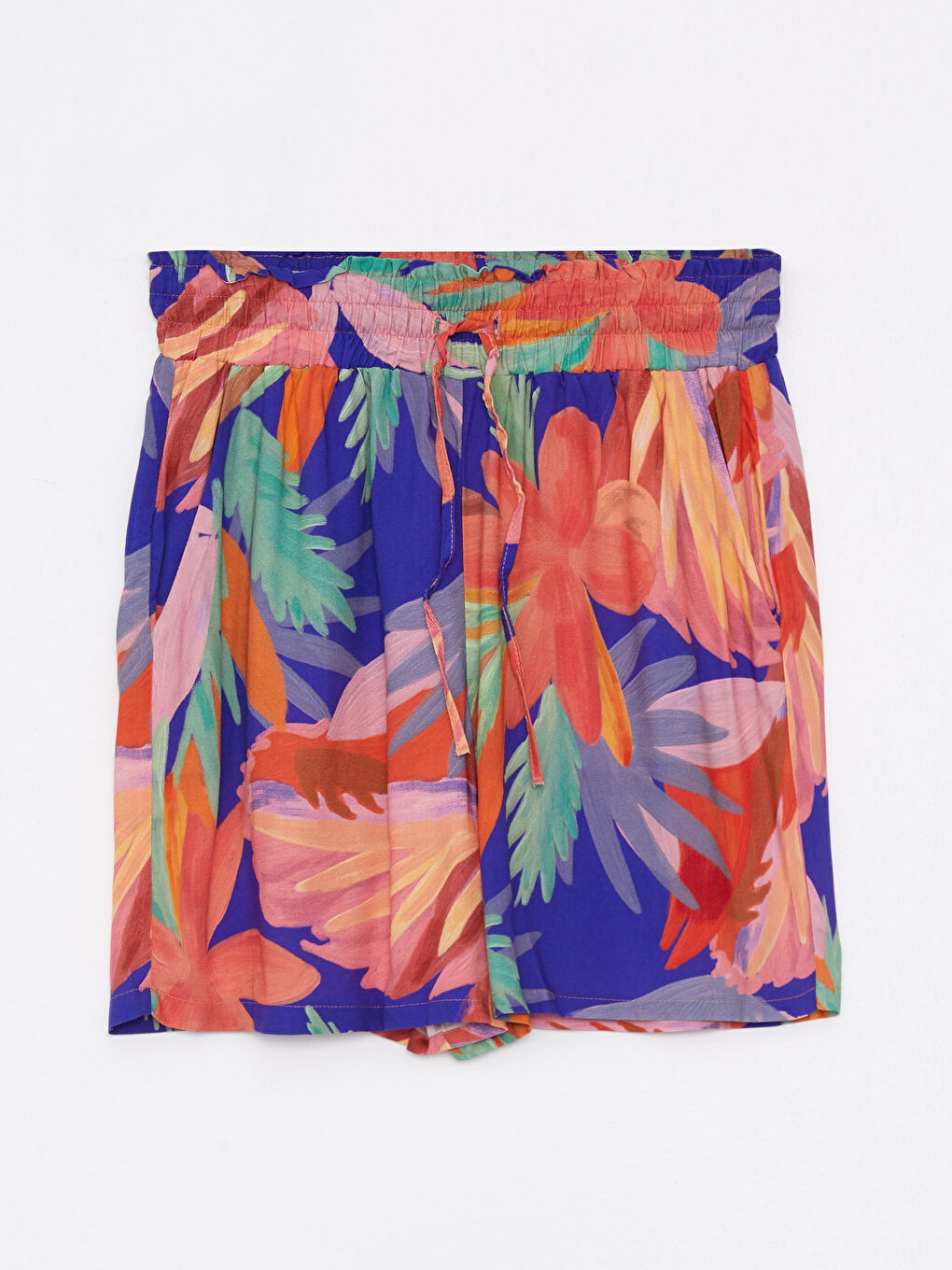 Elastic Waist Patterned Viscose Women's Shorts -S2KJ94Z8-F9C