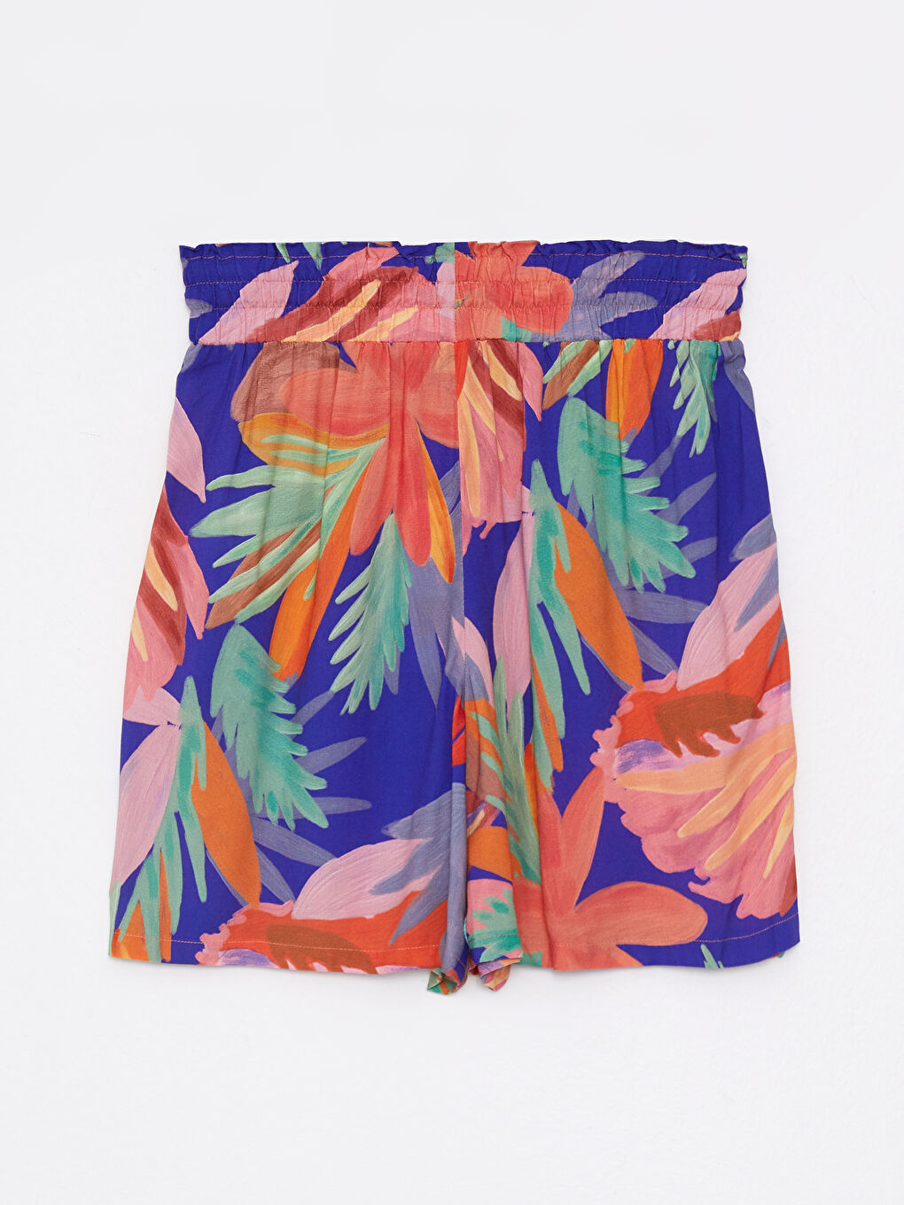 Elastic Waist Patterned Viscose Women's Shorts -S2KJ94Z8-F9C