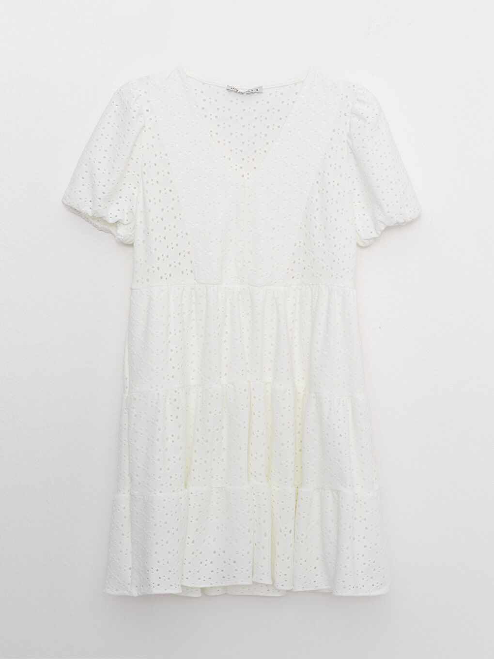 Rochie pentru Femei cu Decolteu în V din Dantelă și Mânecă Scurtă-5