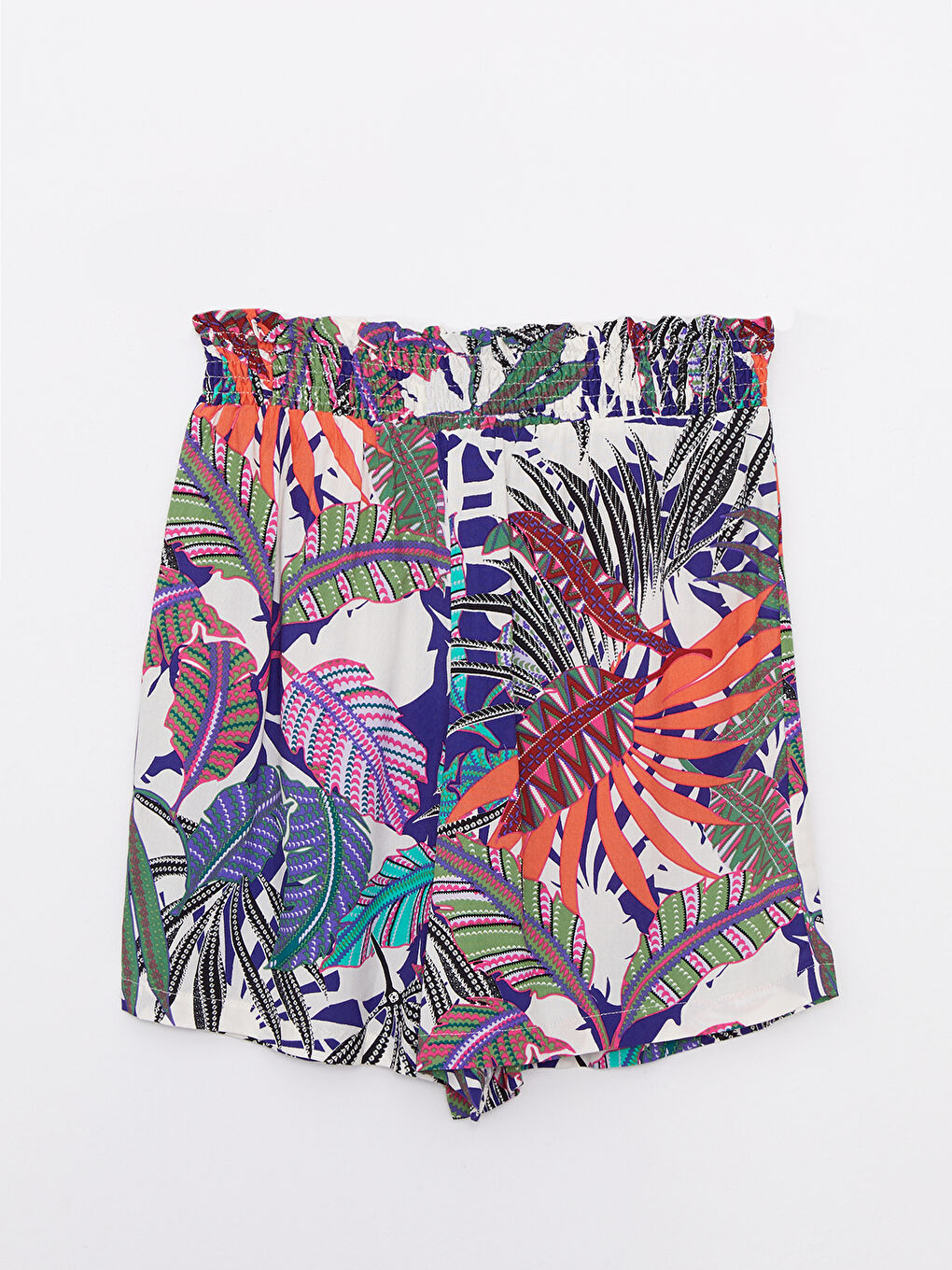 Elastic Waist Patterned Viscose Women's Shorts-6