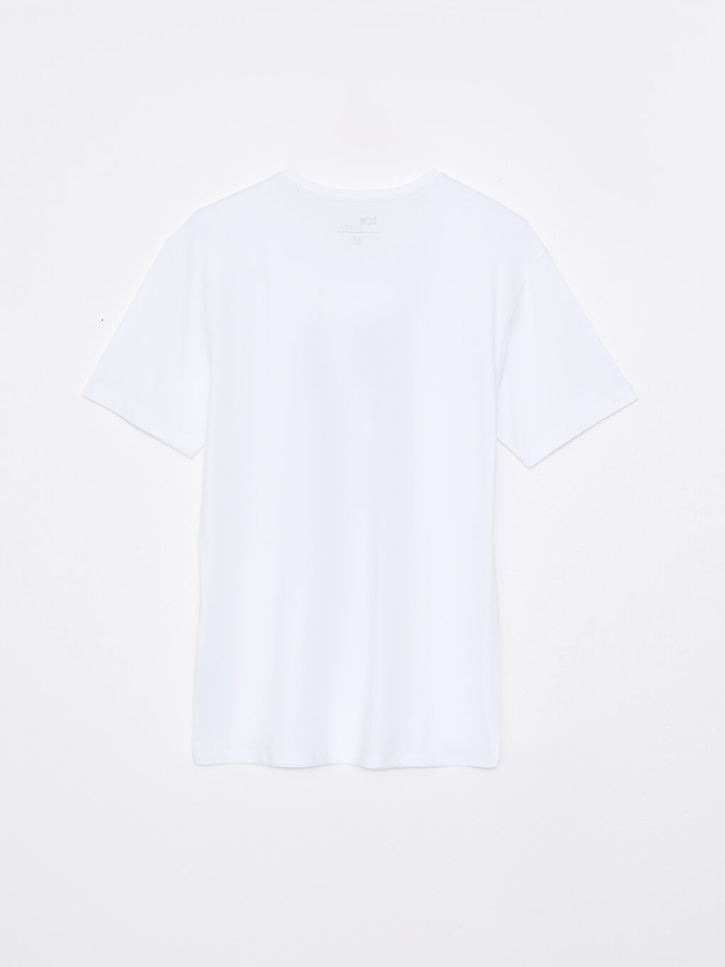 Beyaz Bisiklet Yaka Kısa Kollu Baskılı Penye Erkek Tişört-5