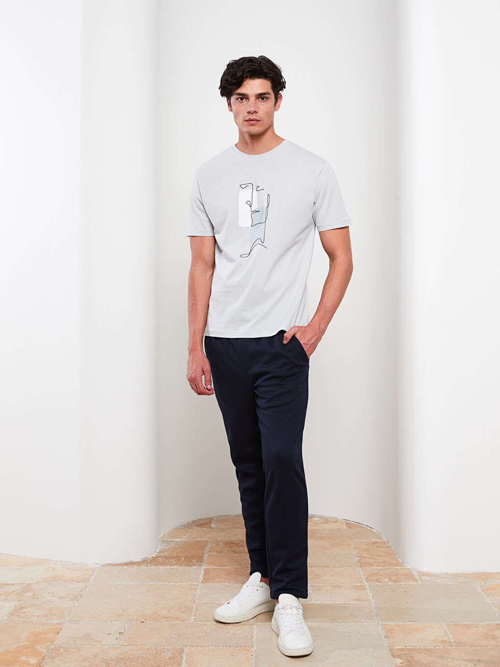 Crew Neck Short Sleeve Printed Combed Cotton Men's T-shirt